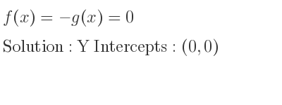 The f(x)=-g(x)=0 is Y Intercepts: (0,0)